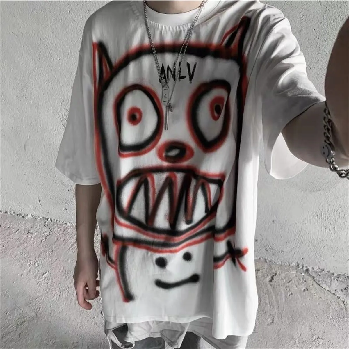 Черная футболка в стиле хип-хоп забавная свободная Харадзюку летние модные