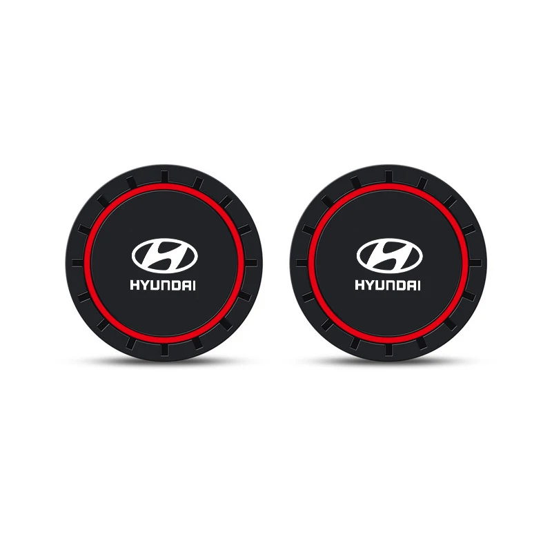 2Pcs PVC Silicone Car Water Cup Mat Slots Non-Slip Pad for Hyundai Creta SantaFe Kona Genesis Equus Coupe Azera ioniq Accessory door protective film