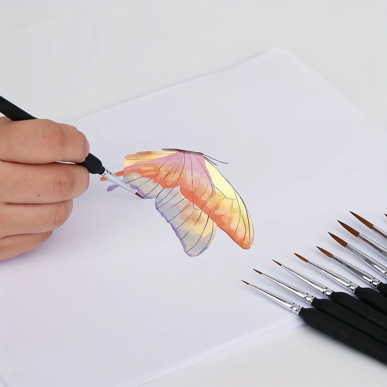 11-Mikropinsel, Pinselset mit feiner Spitze und ergonomischem Griff – geeignet für Acryl-, Öl-, Aquarell-, Gesichts-, Nägel- und Skala-Mod – Detail 8