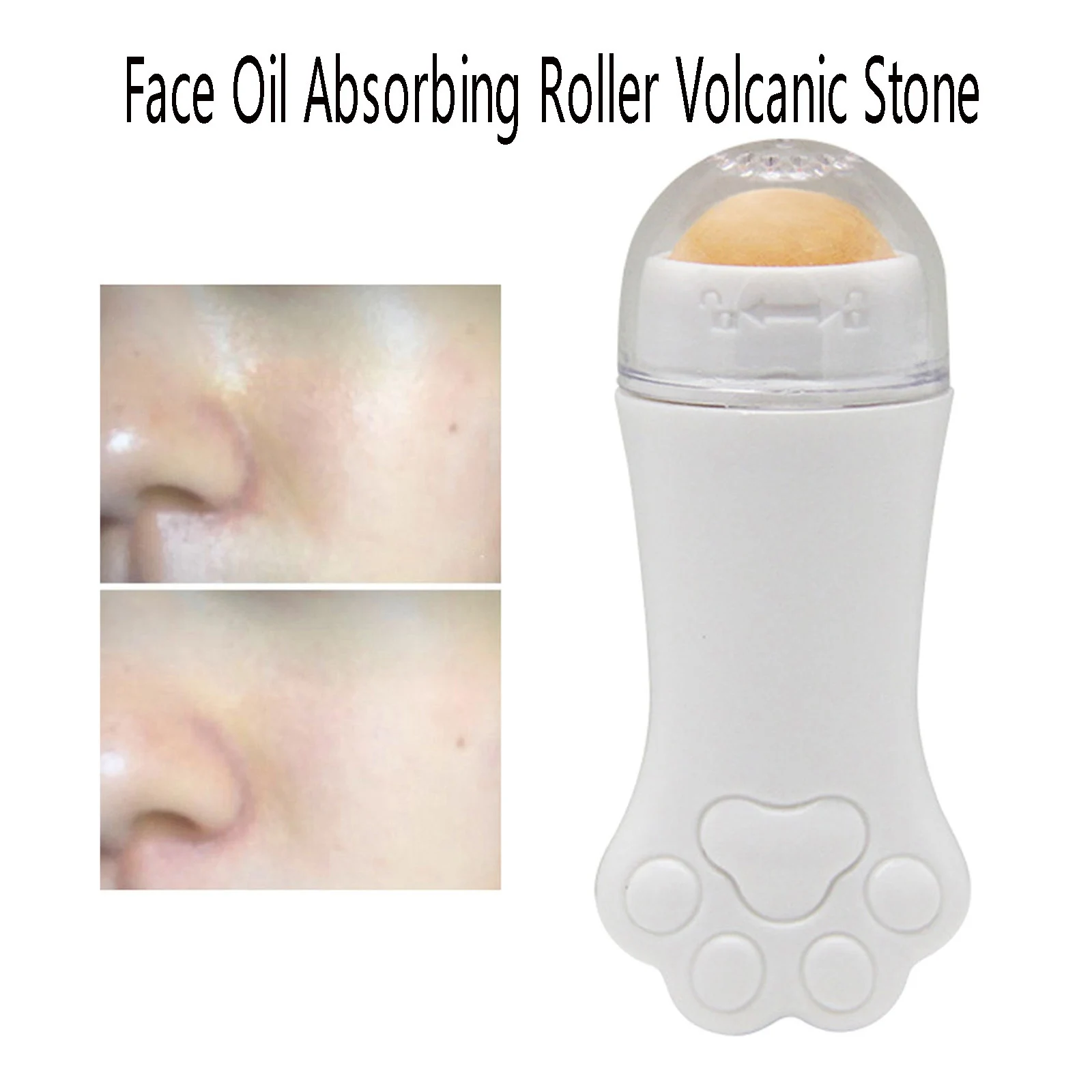 

Natural Volcanic Roller Oil Control Rolling Stone Face Skin Care Tool Facial Cleansing Oil Absorption Roller Ball White