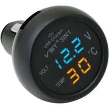 

Digital LED Car Cigarette Lighter Voltmeter Thermometer Car Truck USB Charger 12V/24V Temperature Meter Voltmeter 3 In 1/ 2 In 1