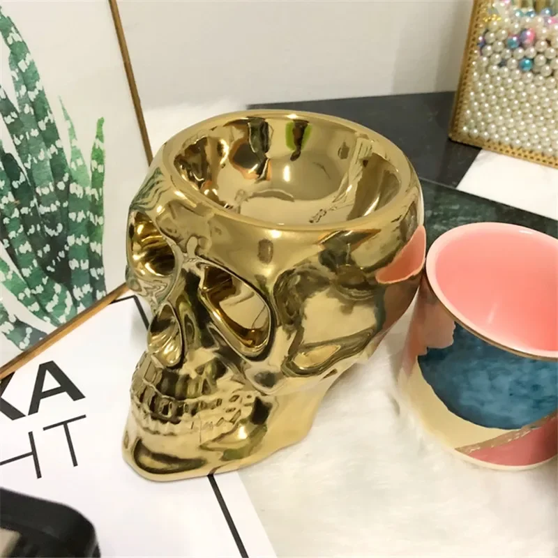 

Скандинавские золотые дневные украшения, серебряный подсвечник в виде черепа, домашний декор, украшение для Хэллоуина KTV M11