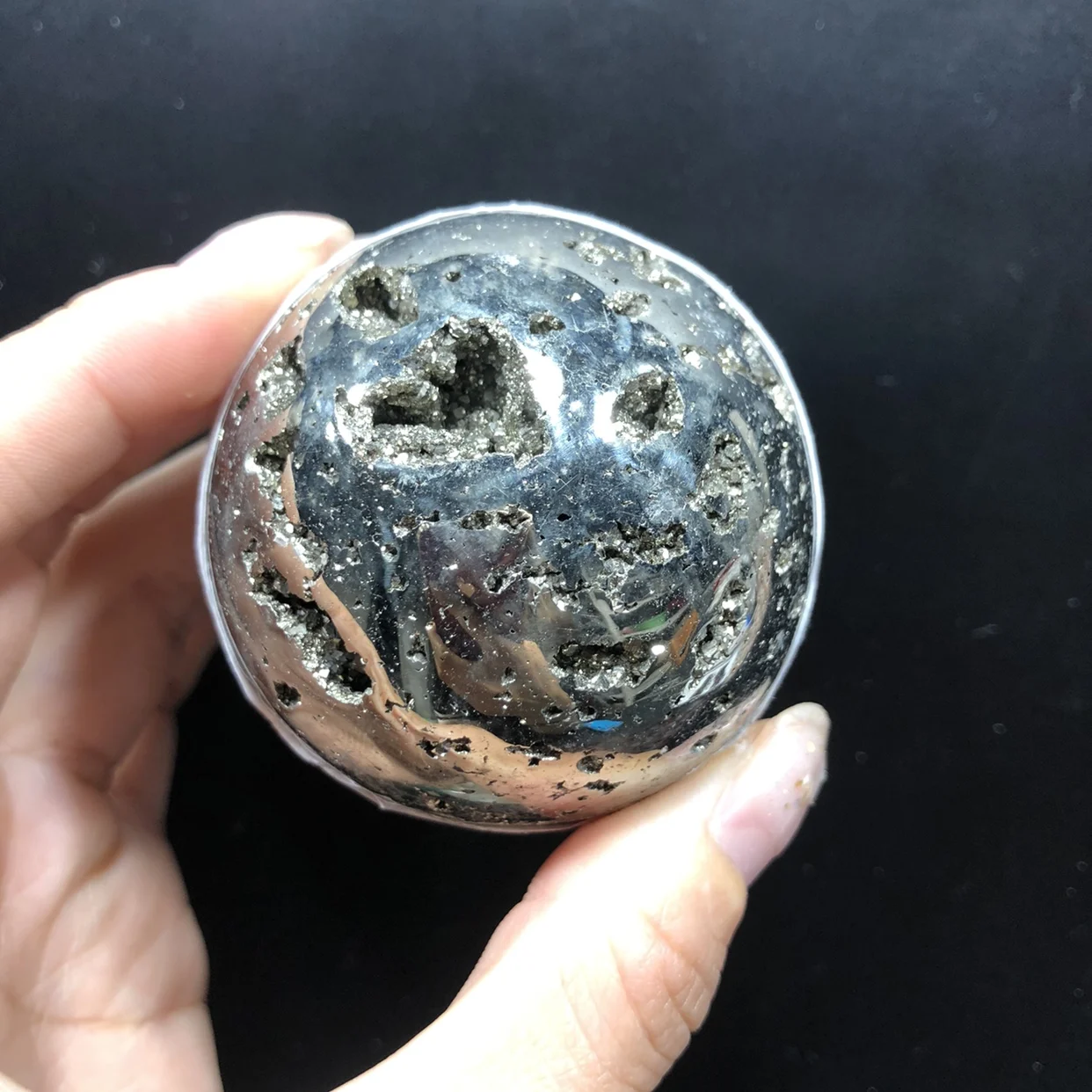 

48mm natural Chalcopyrite Crystal Sphere Pyrite Ball Stone Rock Healing Specimen Mineral Reiki Chakra Home Room Decoration