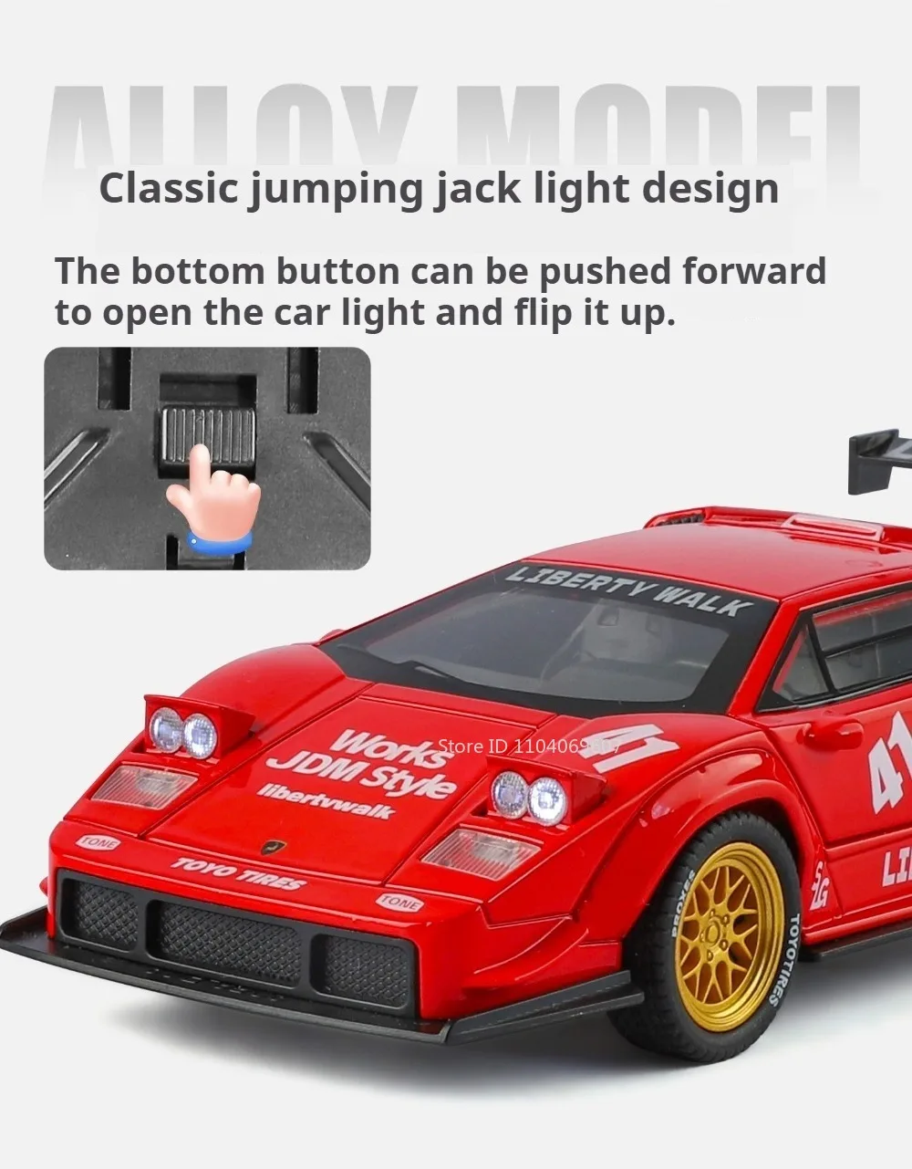 1:32 Lambor Countach LP500S LBWK Spielzeugautos Modellautos aus Legierung Druckguss mit Öffnenden Türen Miniaturfahrzeug mit Licht und Sound Auto für Jungen Bildung und Unterhaltung – Detail 24