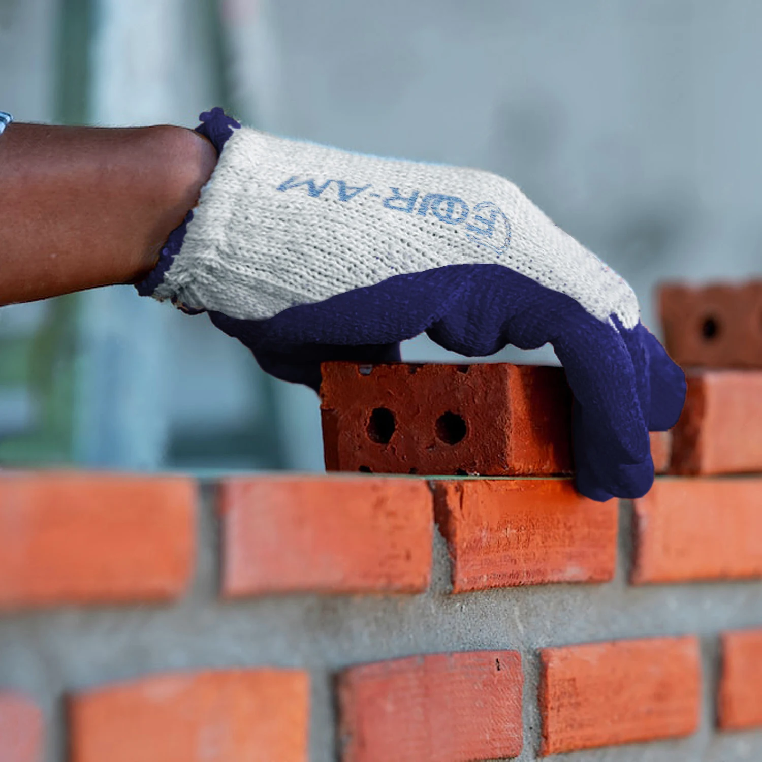 1/6Pairs 10G Blue Latex Cotton Multi-purpose Work Glove.Nitrile Dipped & Rubber palm coated for a firm grip.Heavy Duty Premium