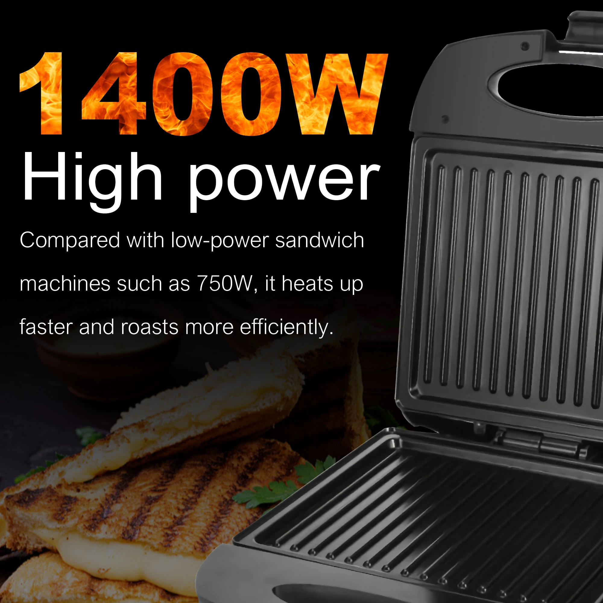 Electric Sandwich maker Large Panini 1400W Cooking Kitchen Appliances Breakfast Waffles Machine Non-stick Iron Pan Sonifer 4