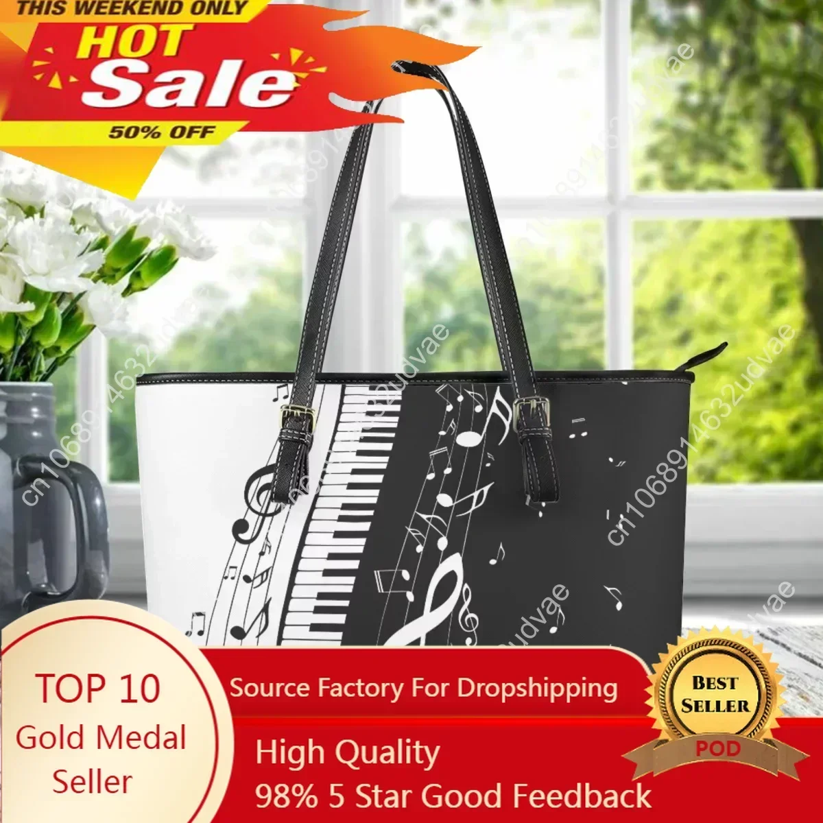 Handbag Women Music Piano Key Notes Brand Designer Shoulder Bag Leather Top Handle Casual Travel Totes Girls Coin Purse Female