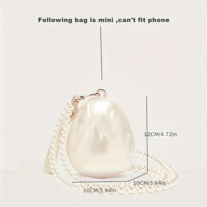 Women Acrylic Egg Bag Pearl Beaded Evening Clutch back view
