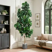 4FT/5FT/6FT/7FT Fiddle Leaf Fig Tree Artificial with Leaves, Realistic Faux Ficus Lyrata Trees in White Planter Pot, Home Decor 2