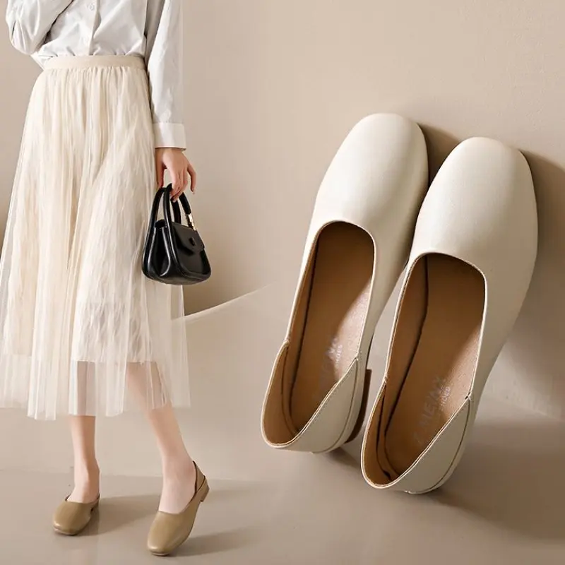 

2024 NEW Spring Autumn Handmade Flats Ballerina Shoes Women Comfortable Soft Leather Women Flats Shoes Fashion Casual Comfort 40