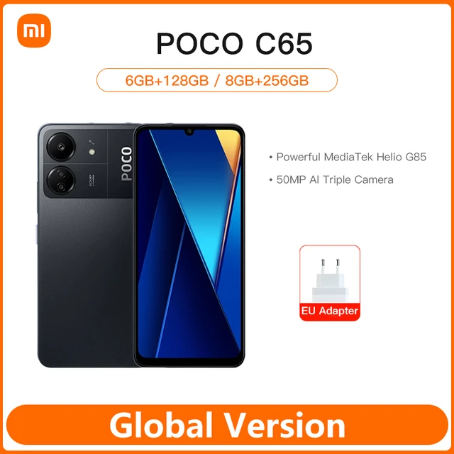 Global Version POCO C65 NFC 8GB+256GB Blue MediaTek Helio G85 Octa Core  6.74 90Hz HD+ Display 50MP Camera 5000mAh 18W Charging