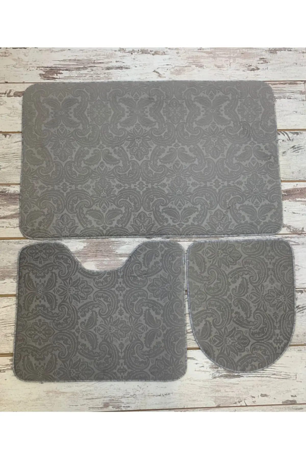 

Ultrasoft Patterned 3-in Grey Toilet Set Bath Carpet Mat Set Non-Slip Base Figure Textile Home & Furniture