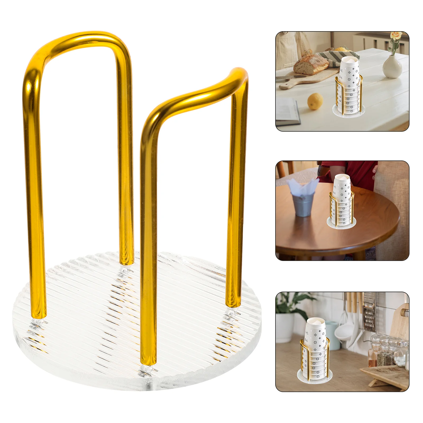 

Acrylic With Alloy Cup Holder Coffee Station Paper Cup Rack For Plastic Cups Storage Milk Tea Organizer Office Disposable Cup