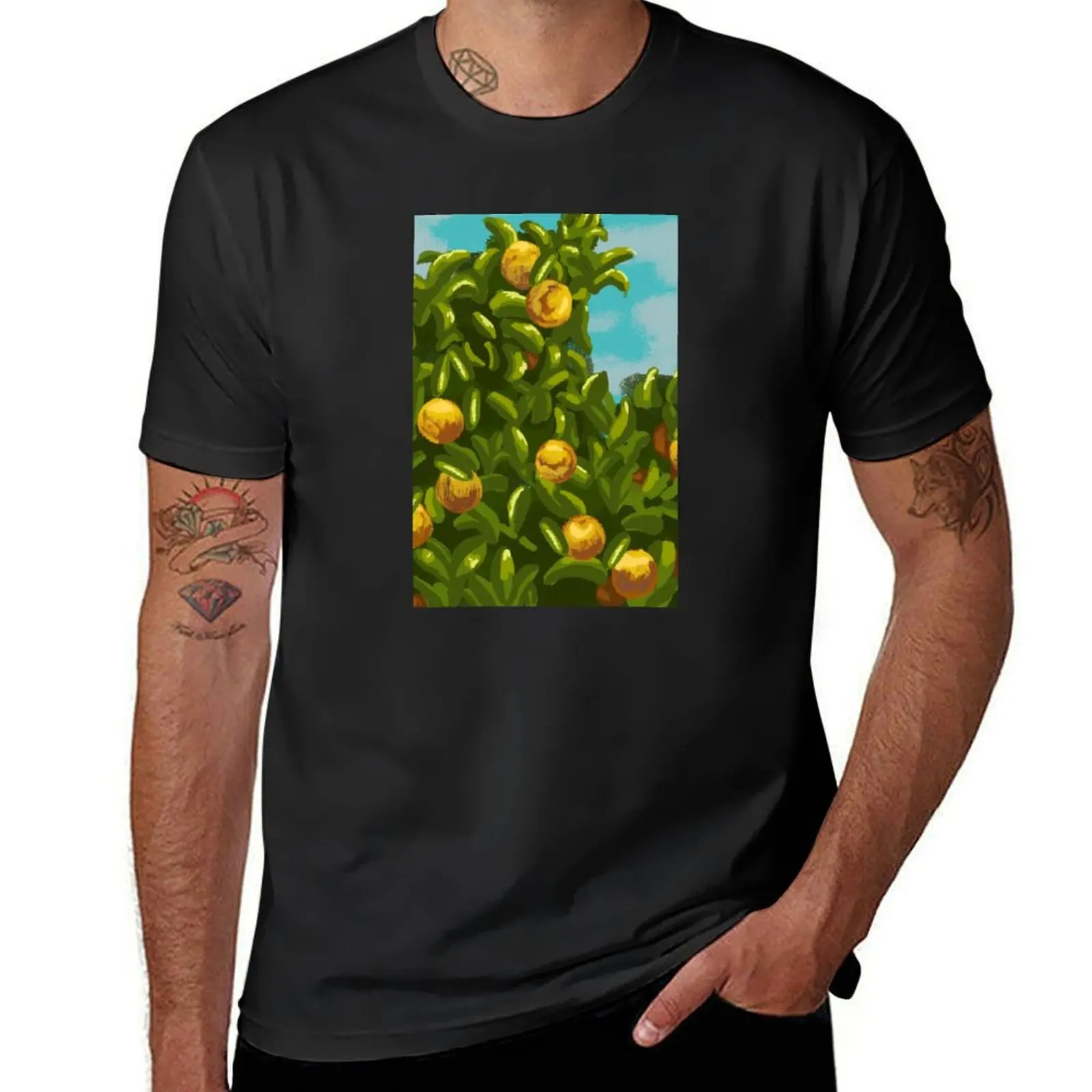 

Lemon tree T-shirt plain oversizeds anime men clothes
