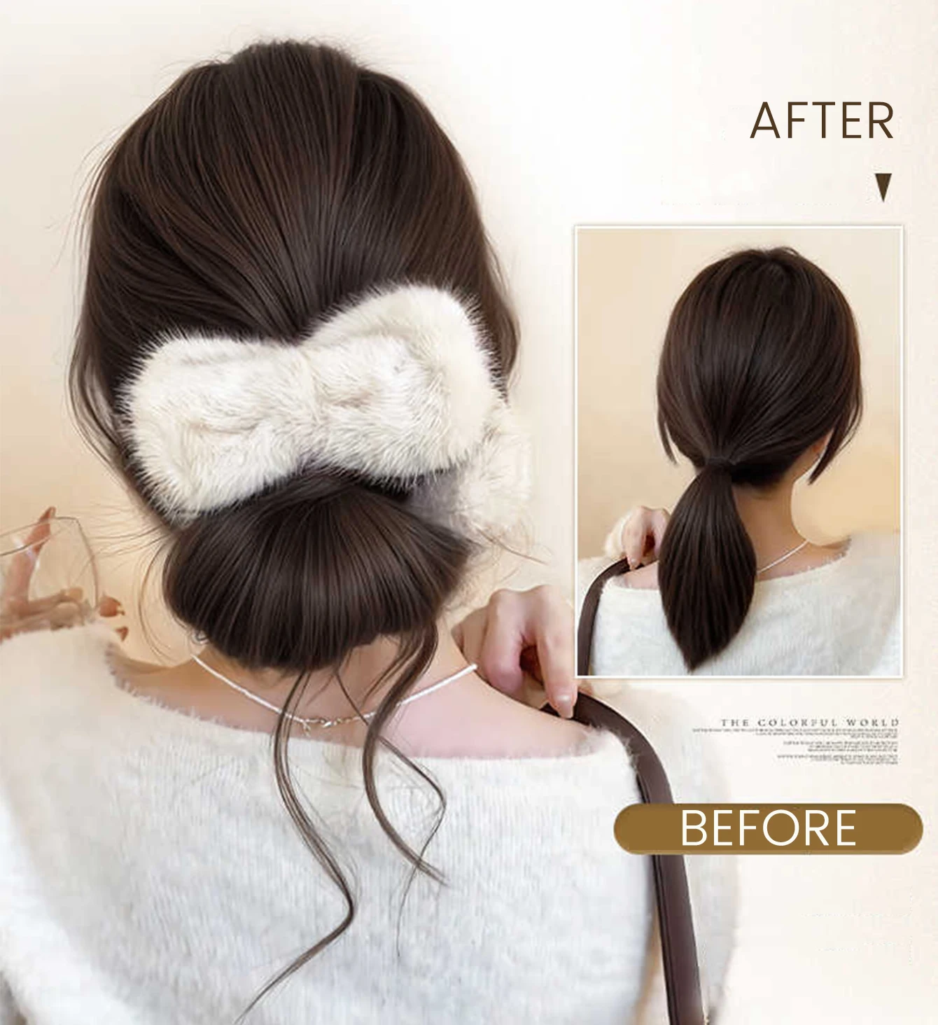 Synthetic Hair Claw Clip for Women Winter Back Chignon