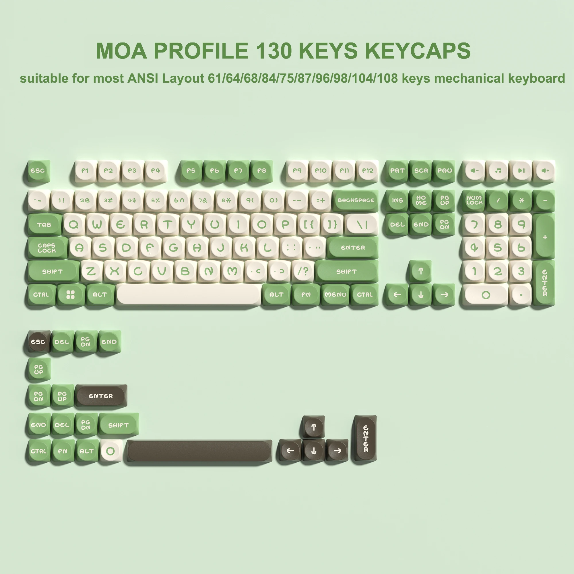 Cherry mx Switch Teclado Gaming Mecânico Green Pine Perfil Moa Pbt Keycaps Faça Você Mesmo Double Shot 61 84 104 Chaves - Imagem 6