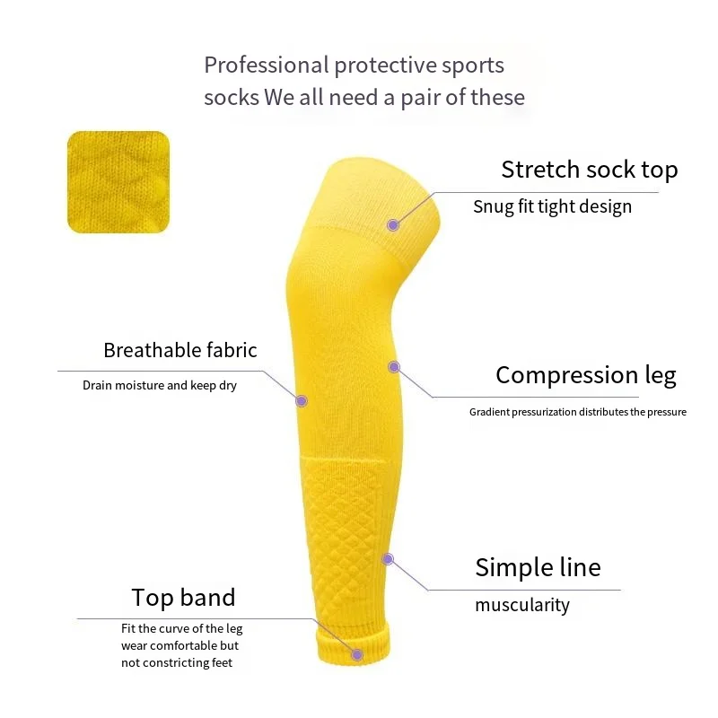 Adult Youth Lengthened Over Knee Football Socks Set Professional Protective Sports Pressure Socks Suit for Soccer