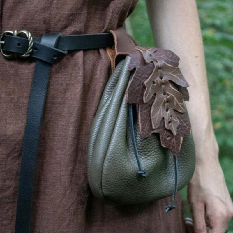 

Vintage Belt Waist Bag Leather Belt Bag Medieval Nordic Embossed Bag