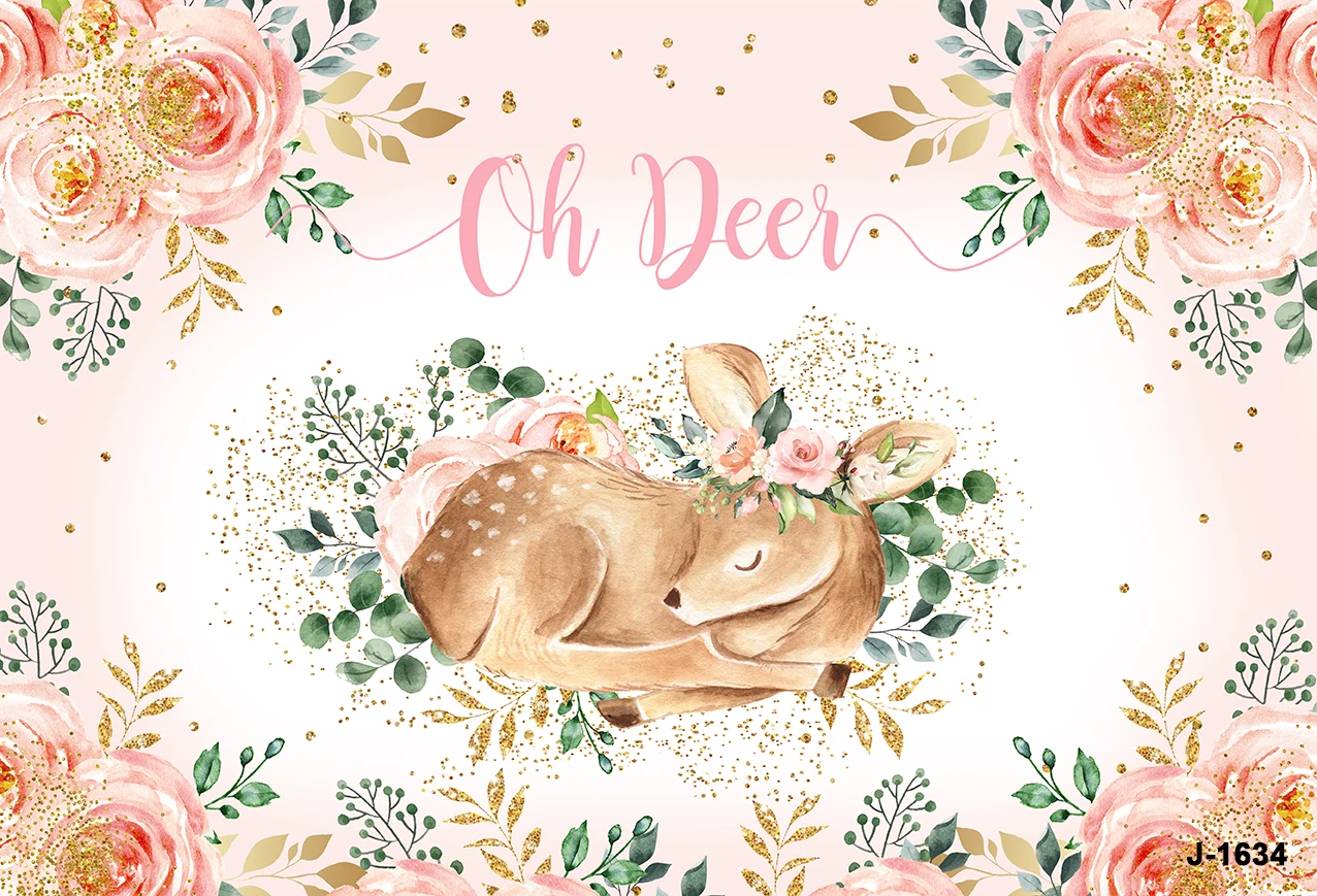 Bambi Deer Backdrop Kids Feliz Aniversário Wild One Party Animais da Selva Bela Cena Fotografia Fundo Decoração de Banner - Image 6