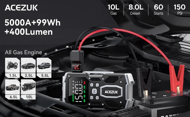 Px Ac-5000 3000A Car Jump Starter - 8-in-1 Portable Power Bank For 7.0L Gas/5.5L Diesel Engines Acezuk Jump Starter Manual Pdf