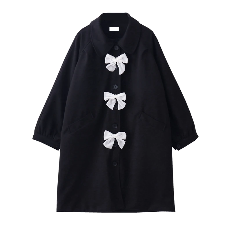 

Женское пальто, Свободные повседневные пальто с бантом в японском стиле, Женское шерстяное пальто, зима 2022, Lq55