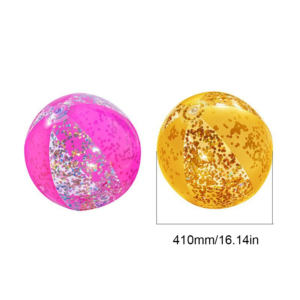 41cm Inflatable Beach Ball Toy PVC Water Play Sequin Ball Transparent Beach Toy for Summer Party Water Park