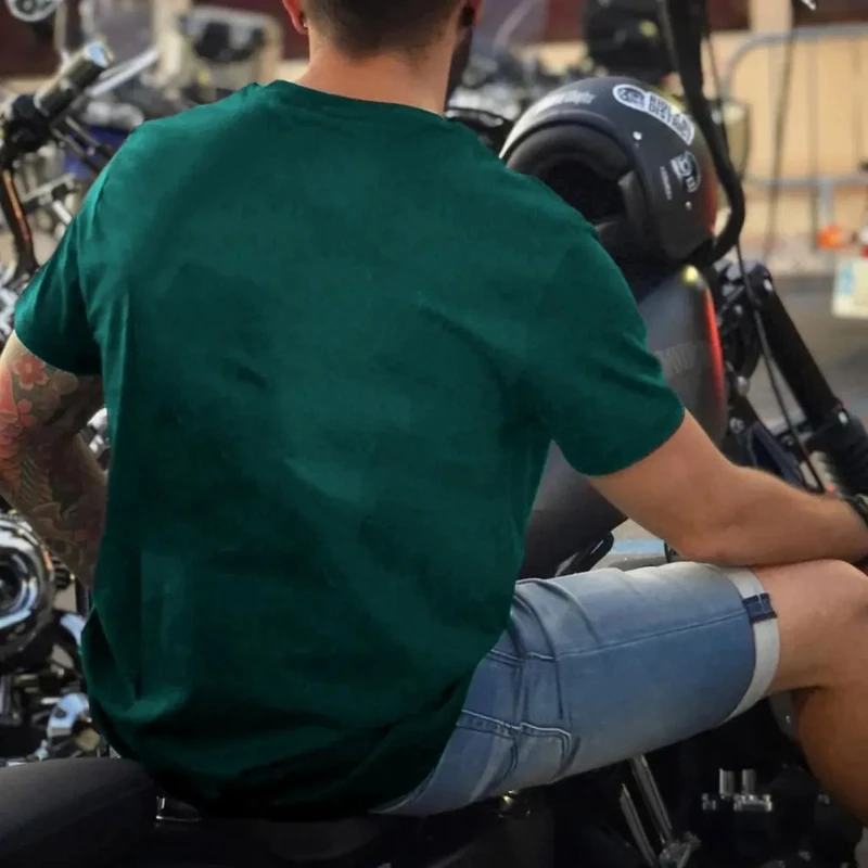 Summer Light Green Heavyweight Cotton Short Sleeve Loose Casual Tee