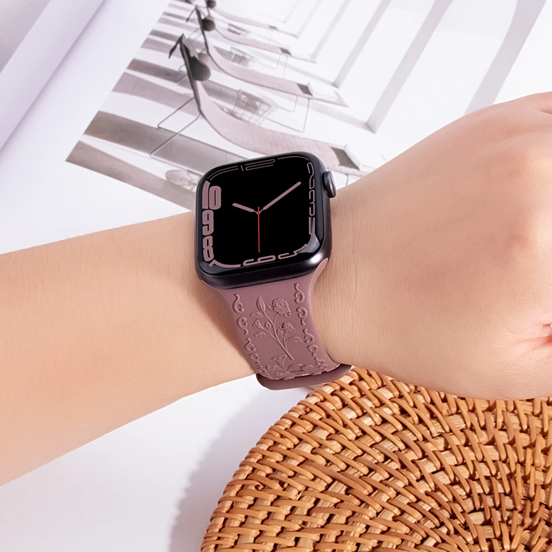 Floral Engraved Watch Strap Bracelet