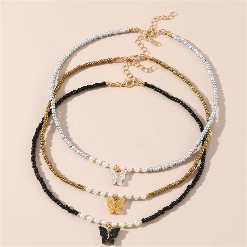 Bohemian Butterfly Imitation Pearl Women's Necklace Fashionable Sweet Romantic Party Evening Necklace For Women Jewelry Set 2023