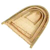 Natural Bamboo Knitted Cleaning Dustpan Durable Storage Basket Open Bamboo Sieve Fruit Vegetable Storage Tray Kitchen Supplies 1