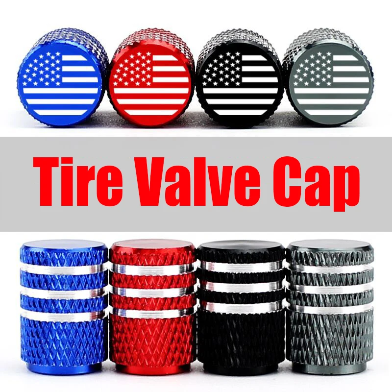 

4PCS American Flag Valve Stem Caps, Aluminum Tire Air Caps, with Rubber Ring, Universal fits Cars, Trucks, Motorcycles, Bicycles