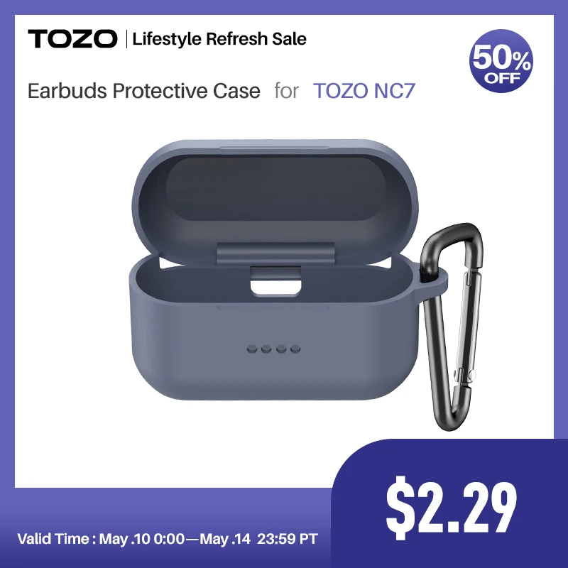 

TOZO NC7 Protective Silicone Case Shockproof Soft Skin Cover with Front LED Visible and Keychain Blue