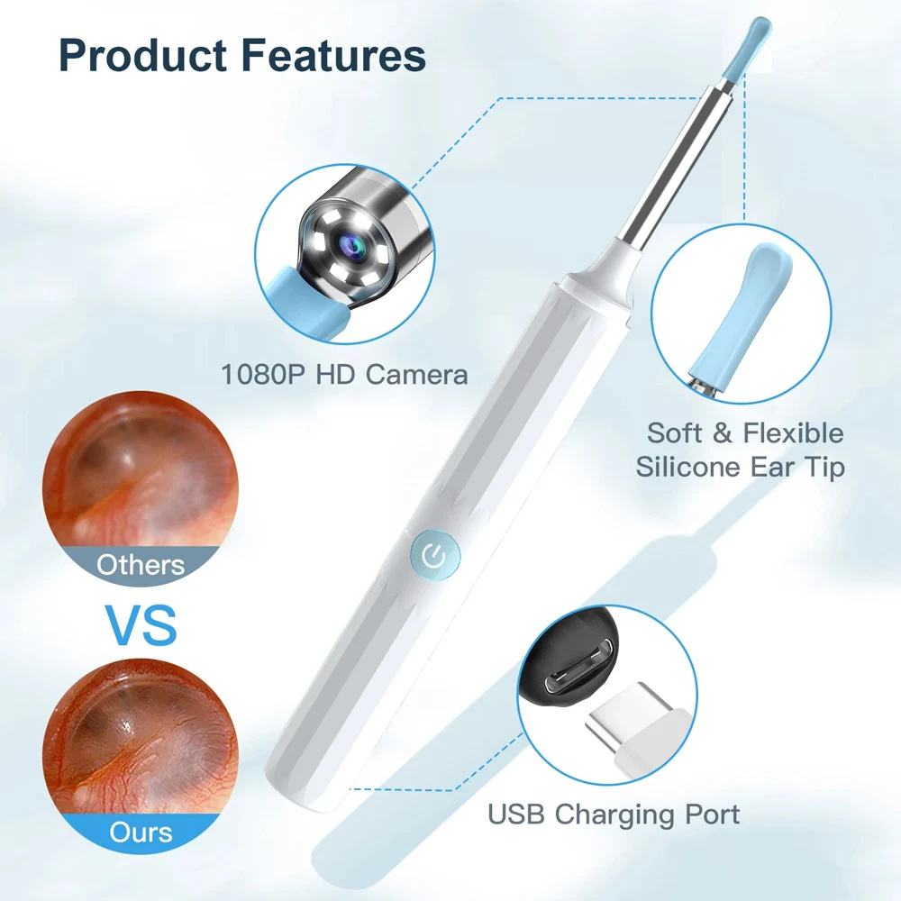 Wireless Ear Cleaner Smart Visual Ear Wax Removal Sticks WIFI Wax Endoscope 8MP HD  Ear Cleaner Safe Ear Pick Tool Camera 5