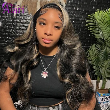 13x6 Lace Frontal Body Wave Human Hair Wigs Blonde 27 with Black Pre Plucked 13x4 Highlight Transparent Lace Front Wig for Women - Image 3