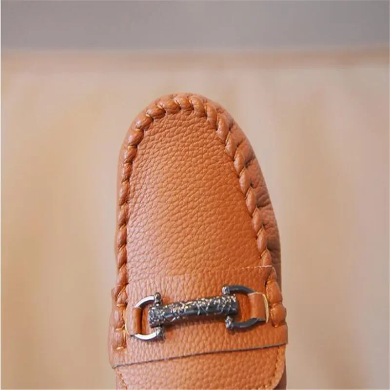 Kids Shoes Leather Shoes Boys Girls Moccasins Soft Bottom Casual Leather Shoes Kids Loafers Children's Metal Wedding Autumn Fashion Flats Boat Sneakers