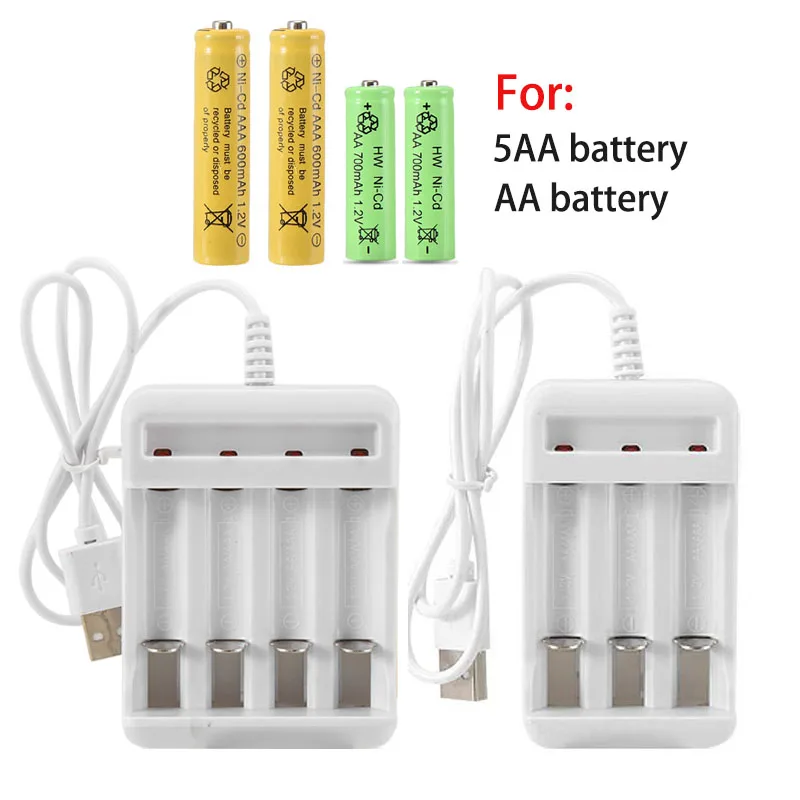 Battery Charger 3-4 Slots Electric Intelligent Fast LED Indicator USB for AA/AAA Ni-MH/Ni-Cd Rechargeable Battery Fast Charger