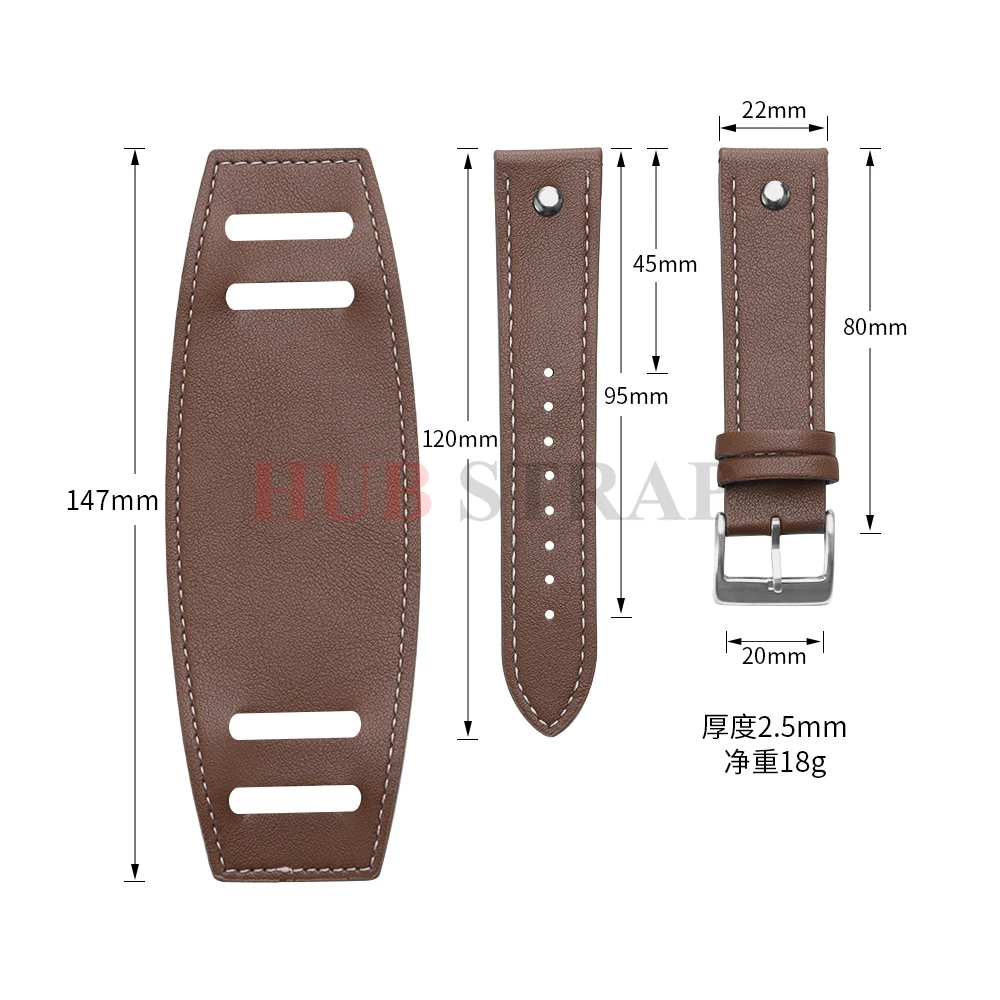 Elegant Leather Watch Strap in Retro Business Style - Black & Brown Bracelet Wristband