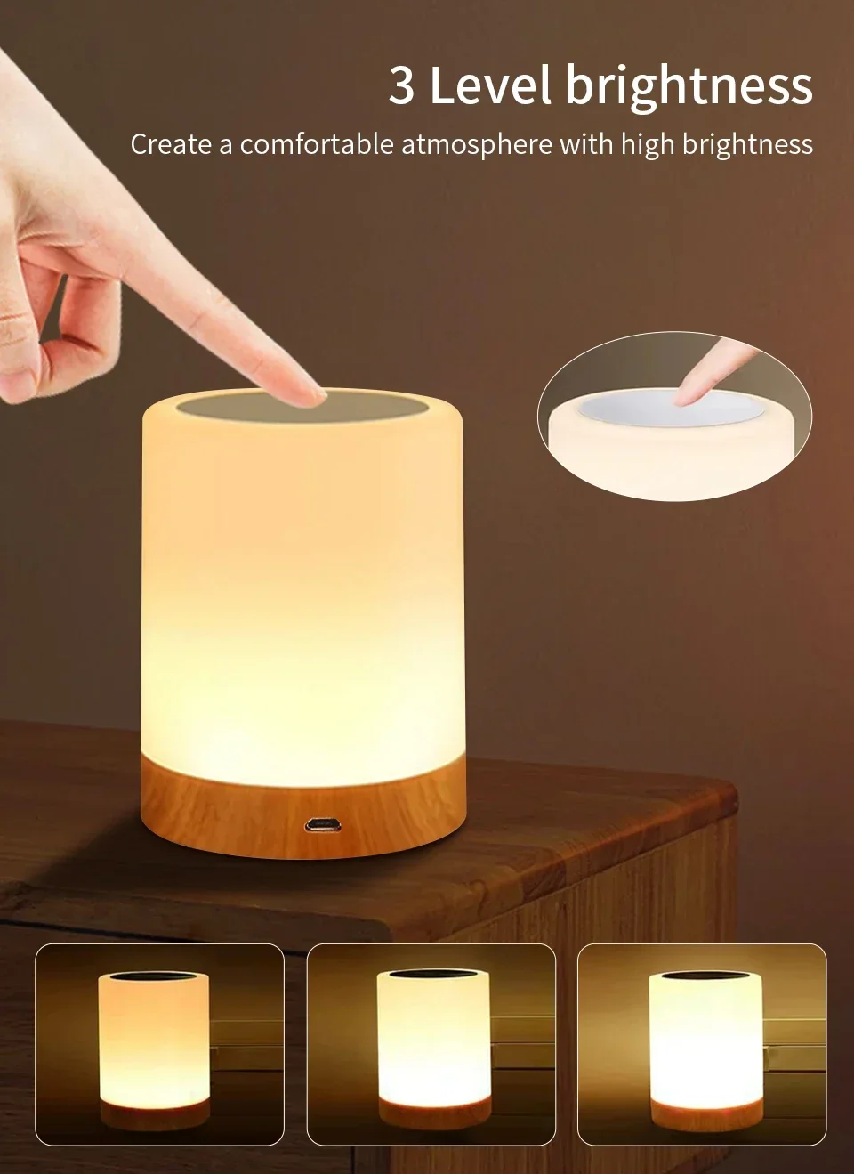 Description Picture 4 of itemRechargeable LED Night Light Portable 13 Colors RGB Dimmable Remote Control Touch Table Lamp Bedroom Bedside Room Decor Lamp