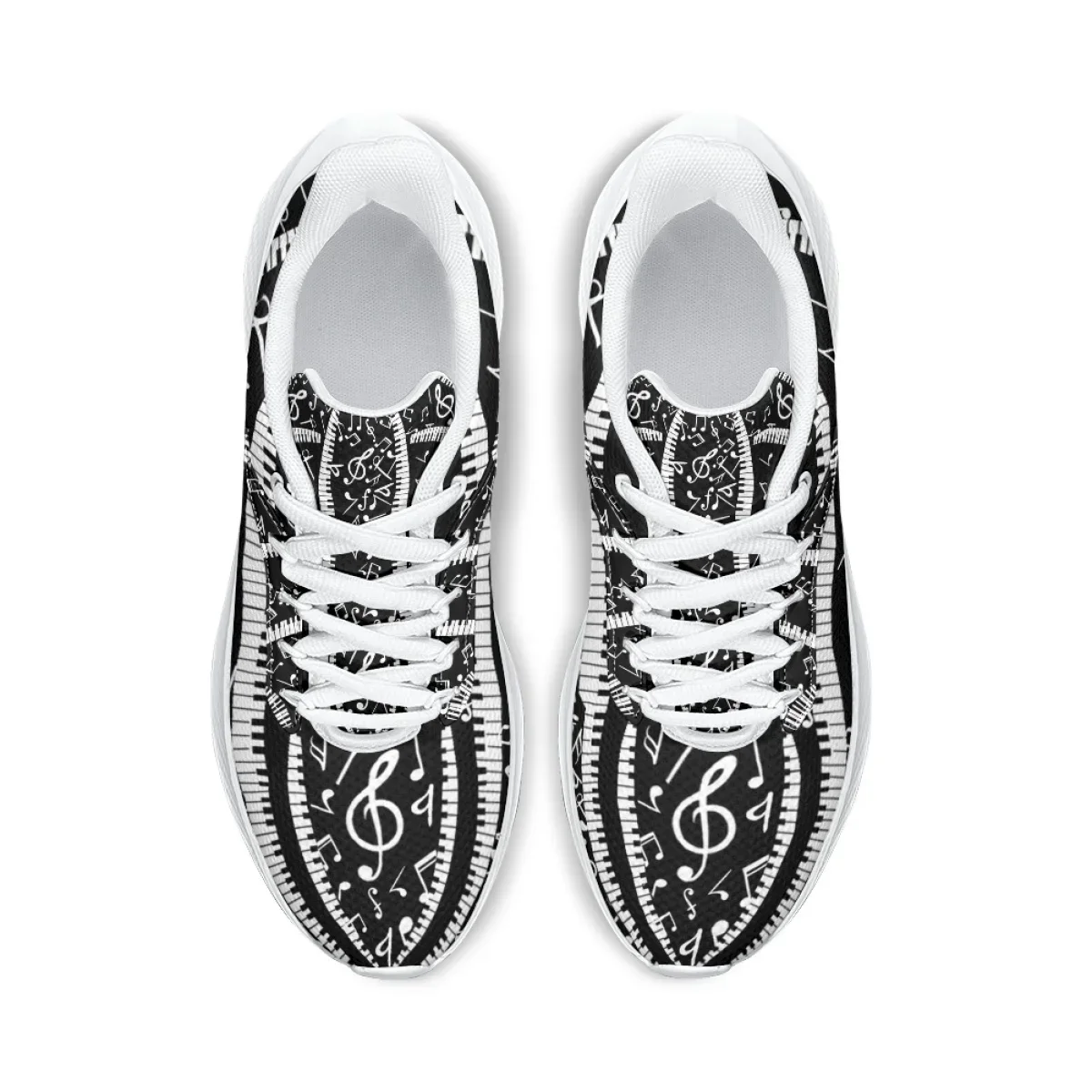 Hot Piano Keys Musical Notation Print Sneakers For Women Classic Lace Up Outdoor Running Shoes Non-slip Wear-resistant Trainers