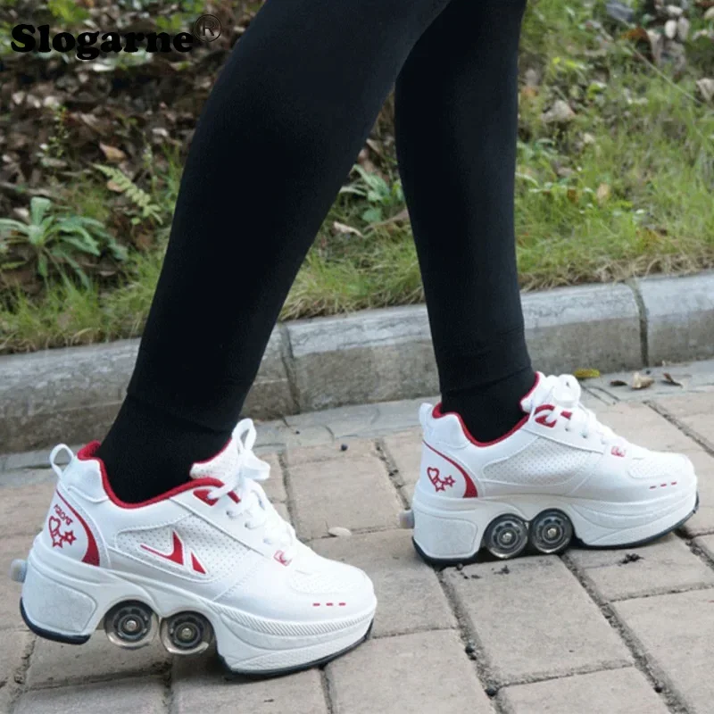 

Kids' Roller Skates Boy Girl Unisex Four-Wheels Dual-Use Skate Shoes Double-Row Roller Men Inline Skates Casual Sports Sneakers