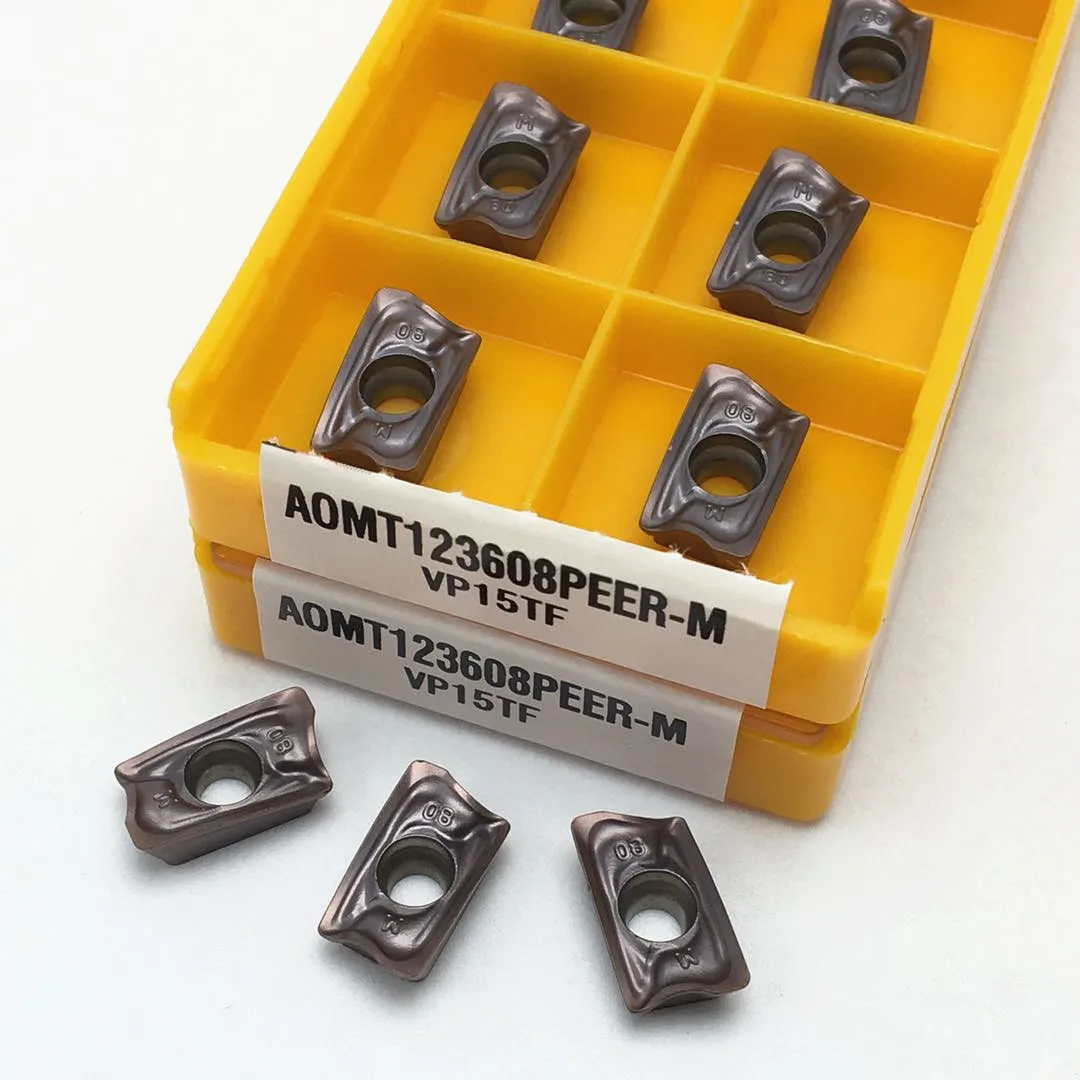 

10pcs AOMT123608PEER M VP15TF carbide milling inserts indexable end milling cutter machine tool plane milling tool AOMT123608