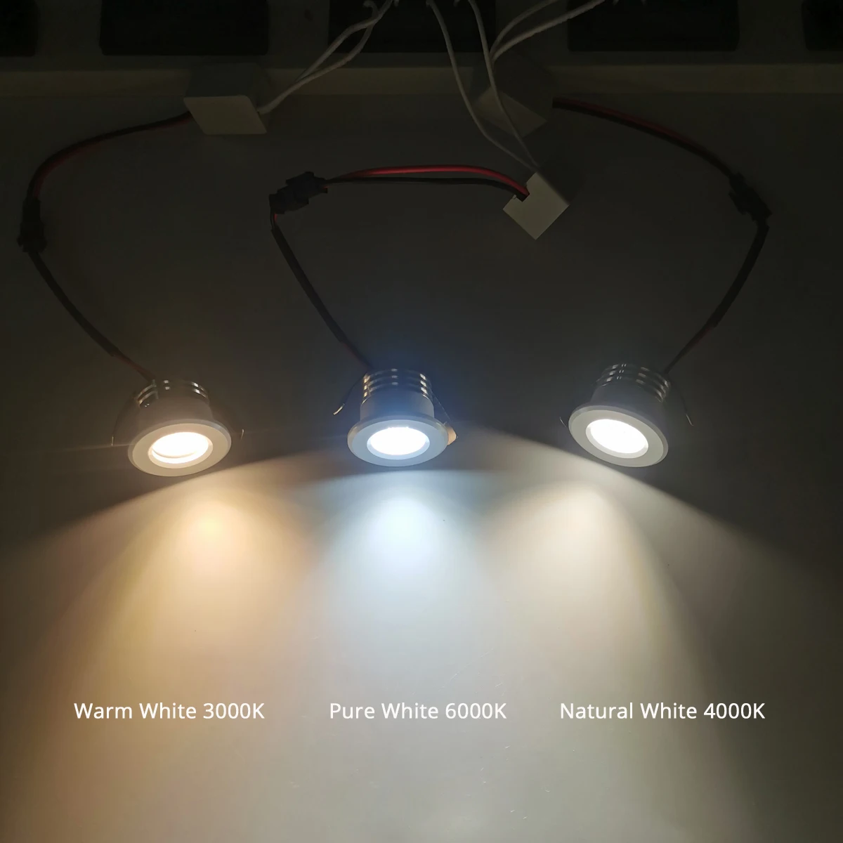 소형 LED 스폿 다운라이트, COB 3W, 270lm, 110V, 220V, 디밍 가능 캐비닛 라이트, 블랙 화이트 실버 마감, 알루미늄 컷 홀 30mm, 30 개