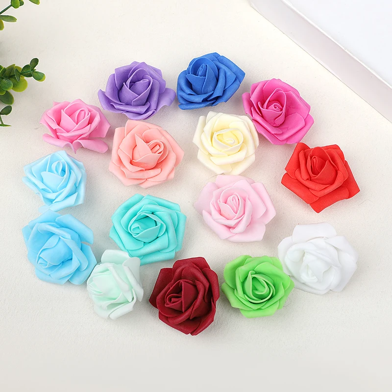 10/20/30pcs 5cm Foam Rose Artificial Flower Head Teddy Bear Roses Handmade DIY Gift Decoration Wedding Valentines Day Home Decor