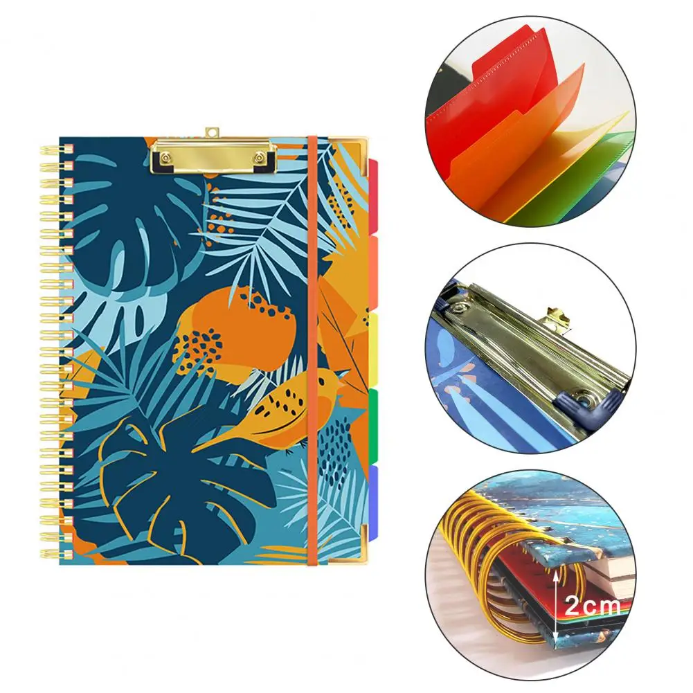 

Easy Access Document Holder Colorful Label Index Spiral Document File Folder with Clipboard Folio Organize Store Present Papers