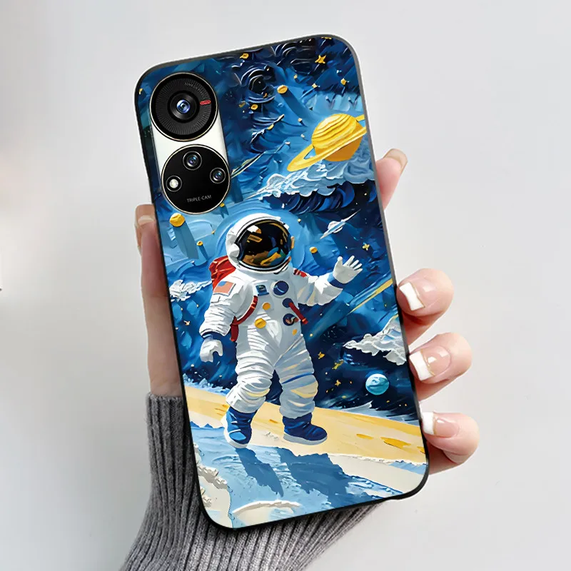 Cute Cartoon Soft Silicone Protective Phone Case - Black