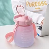 1.3L Large Capacity Sports Water Bottle with Straw Gradient Color Women's Outdoor Running Portable Plastic Bottle 4