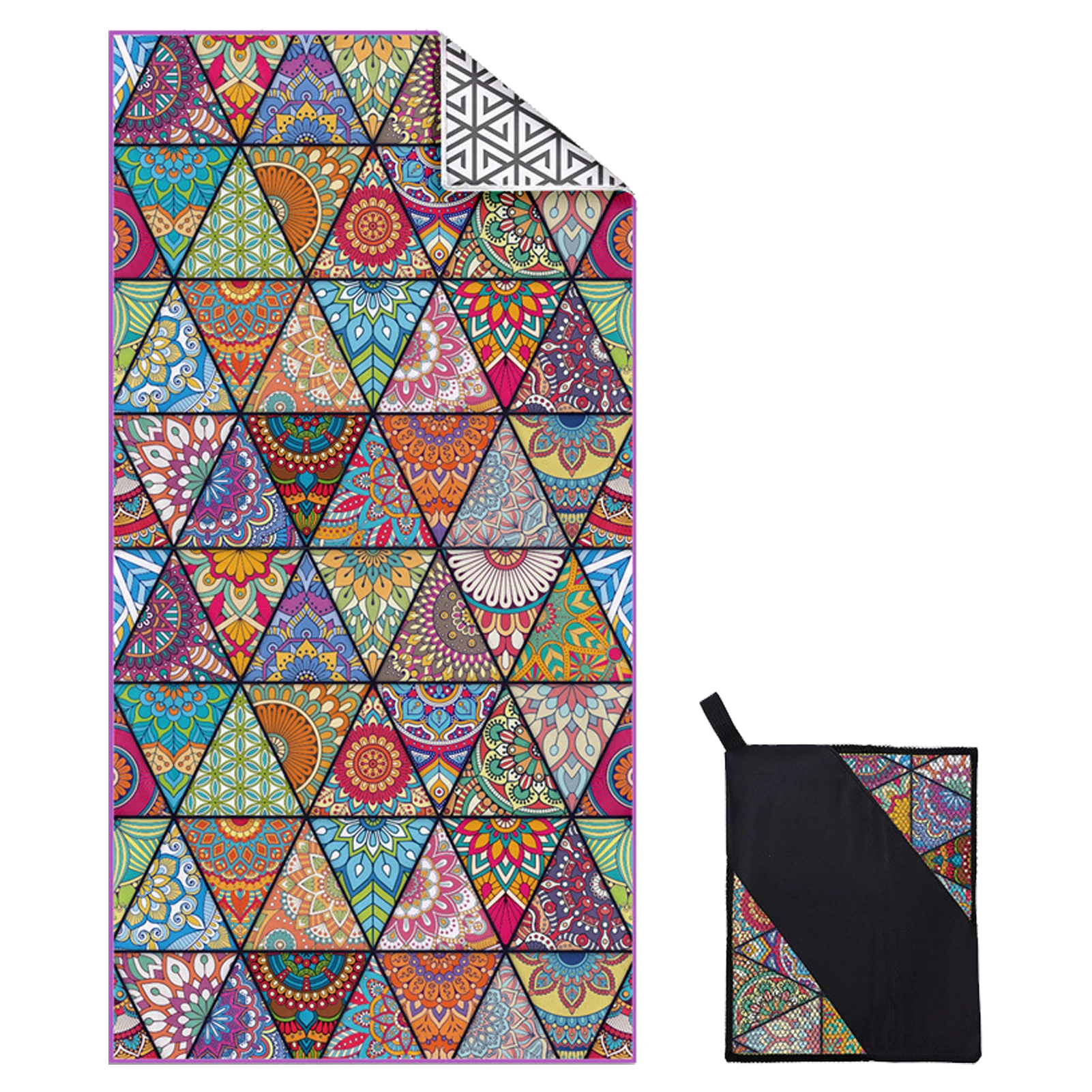 

Beach Towel Extra Large Blanket 160x80cm Quick Dry Microfiber Gym Yoga Adult SandLightweight Mandala Colorful Storage Bag