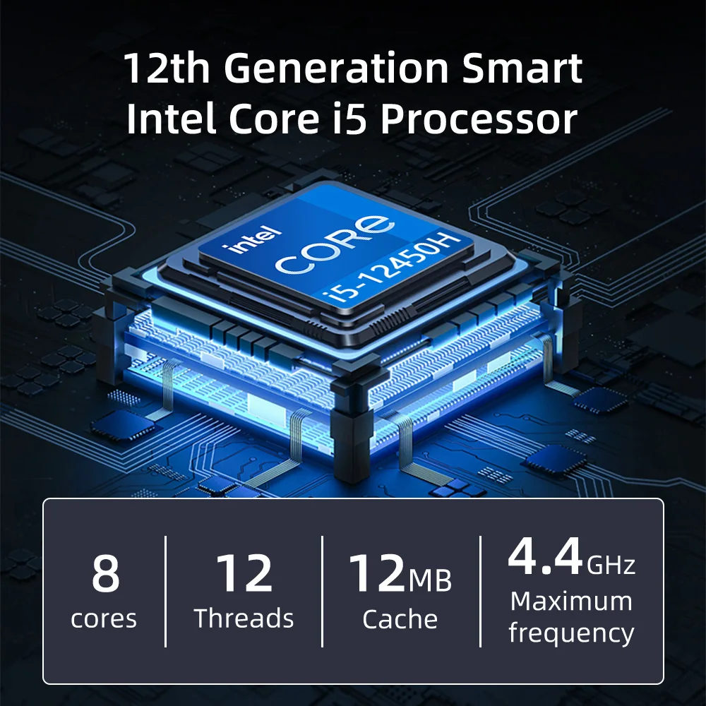 2025 뉴 MAX16 트리플 스크린 노트북 WiFi5 RJ45 인텔 I5-12450H 듀얼 채널 M.2 NVME/SATA 32GB 램 2TB SSD 고성능 PC