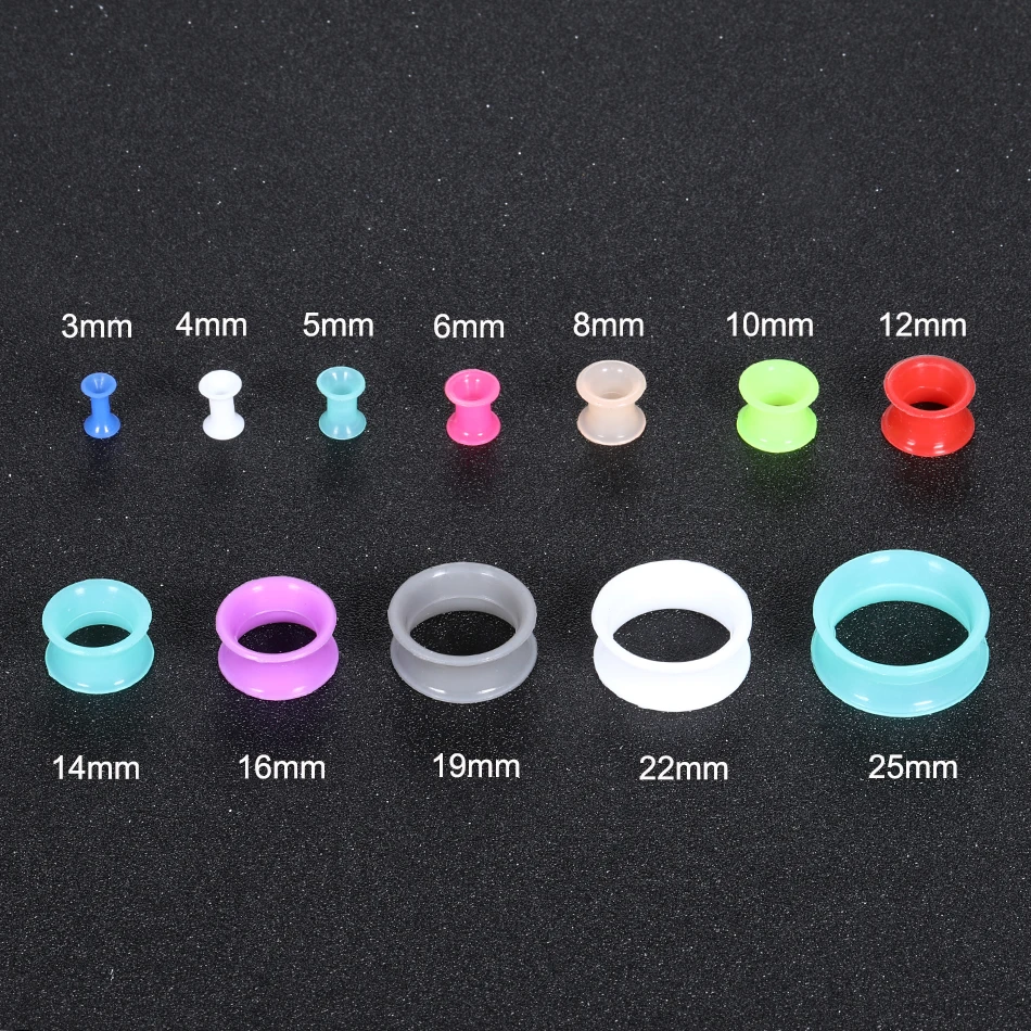 Piercing jewelry ear piercing jewelry body piercing jewelry body jewelry 12Pairs Silicone High Double Flared Ear Gauges Mixed Color Earlet Gauges Expansion 10mm