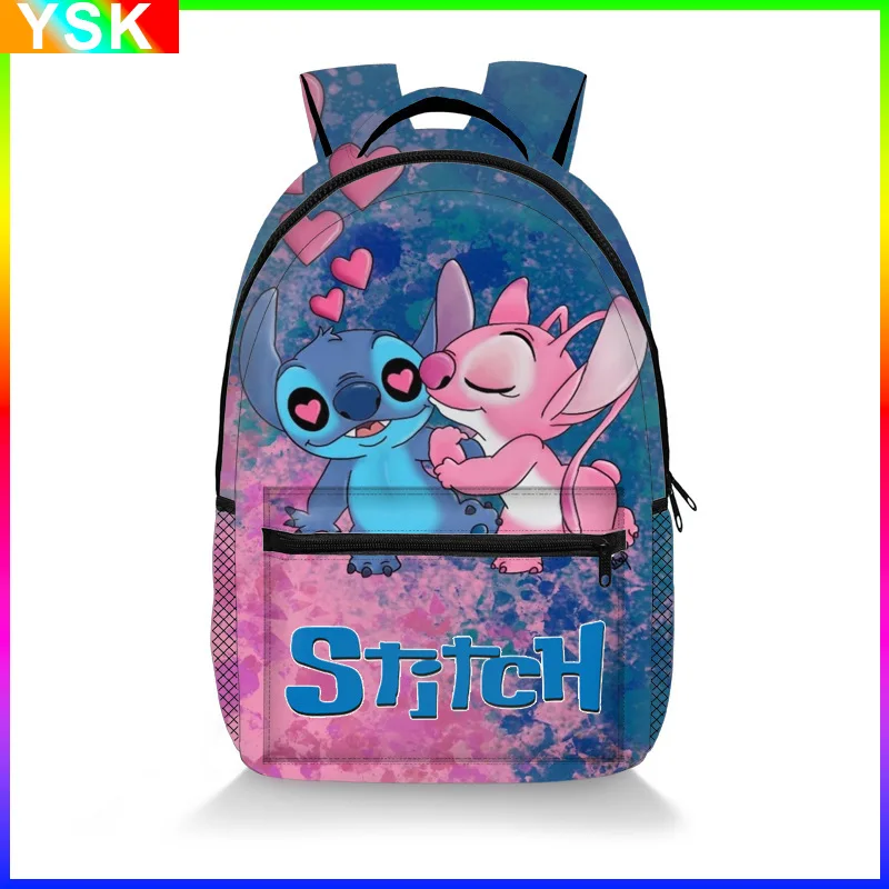 

MINISO Disney Stitch3D Digital Printing Full School Bag Simple Zipper Backpack Computer Anime Cartoon School Bag Mochila